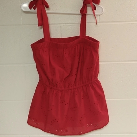 MAURICES, EYELET, SLEEVLESS, SHOULDER TIES, LINED, PEPLUM, TOP - Picture 5 of 5